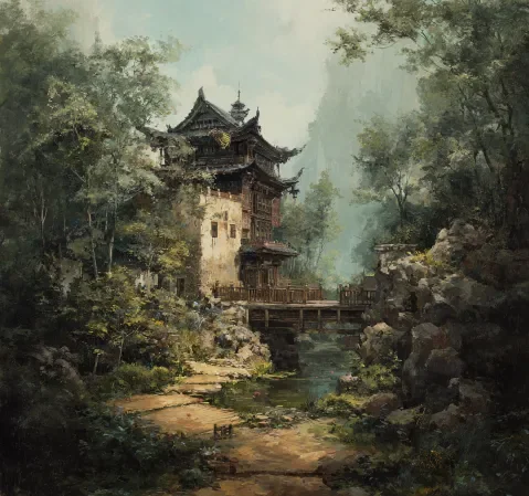 奇幻题材同人插画，带有神秘氛围